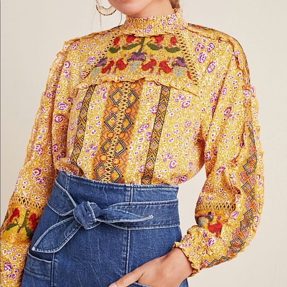 Anthropologie Tops - Anthropologie | Maeve embroidered long sleeve top